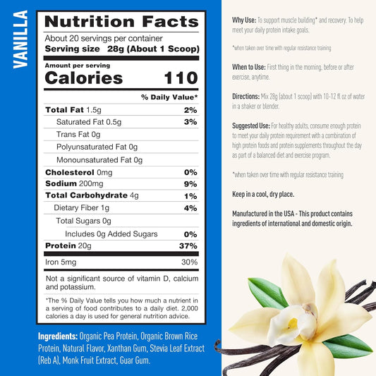Isopure Plant-Based Protein Powder, Lactose Free, Gluten Free, With Iron, Unflavored, 20G Plant Protein Per Serving, 1.15 Lbs, 20 Servings