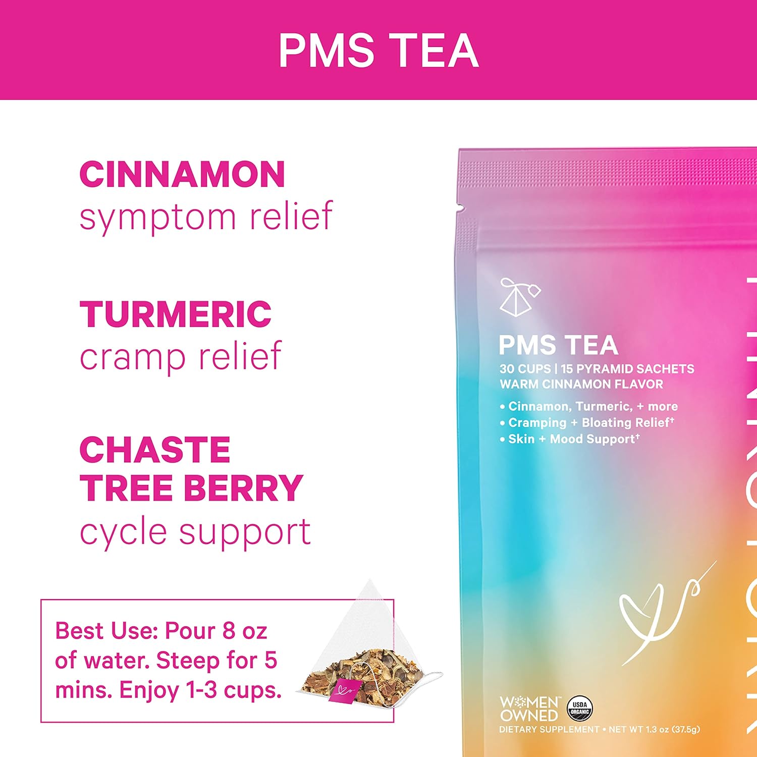 Pink Stork PMS Support Trio: Period Support Supplements, PMS Tea, Peppermint Sweets, Menstrual Support, First Period Kit, Hormone Balance for Healthy Menstrual Cycle, Women-Owned : Health & Household