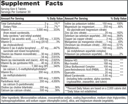 Metagenics Multigenics Without Iron - Fast Release Multivitamin - Everyday Dietary Supplements - With Quercetin, Beta-Carotene & More - Non-Gmo - Gluten-Free - 180 Tablets