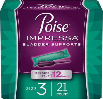 Poise Impressa Incontinence Bladder Support for Women, Bladder Control, Size 3, 21 Count (Packaging May Vary)