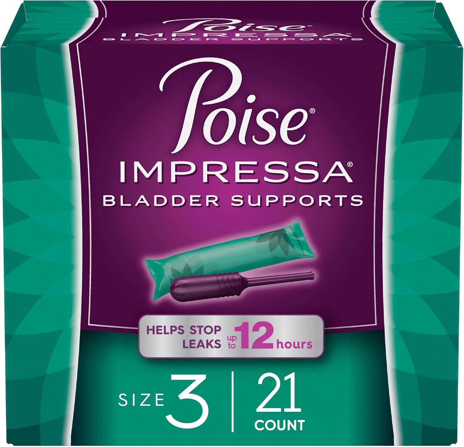 Poise Impressa Incontinence Bladder Support For Women, Bladder Control, Size 3, 21 Count (Packaging May Vary)