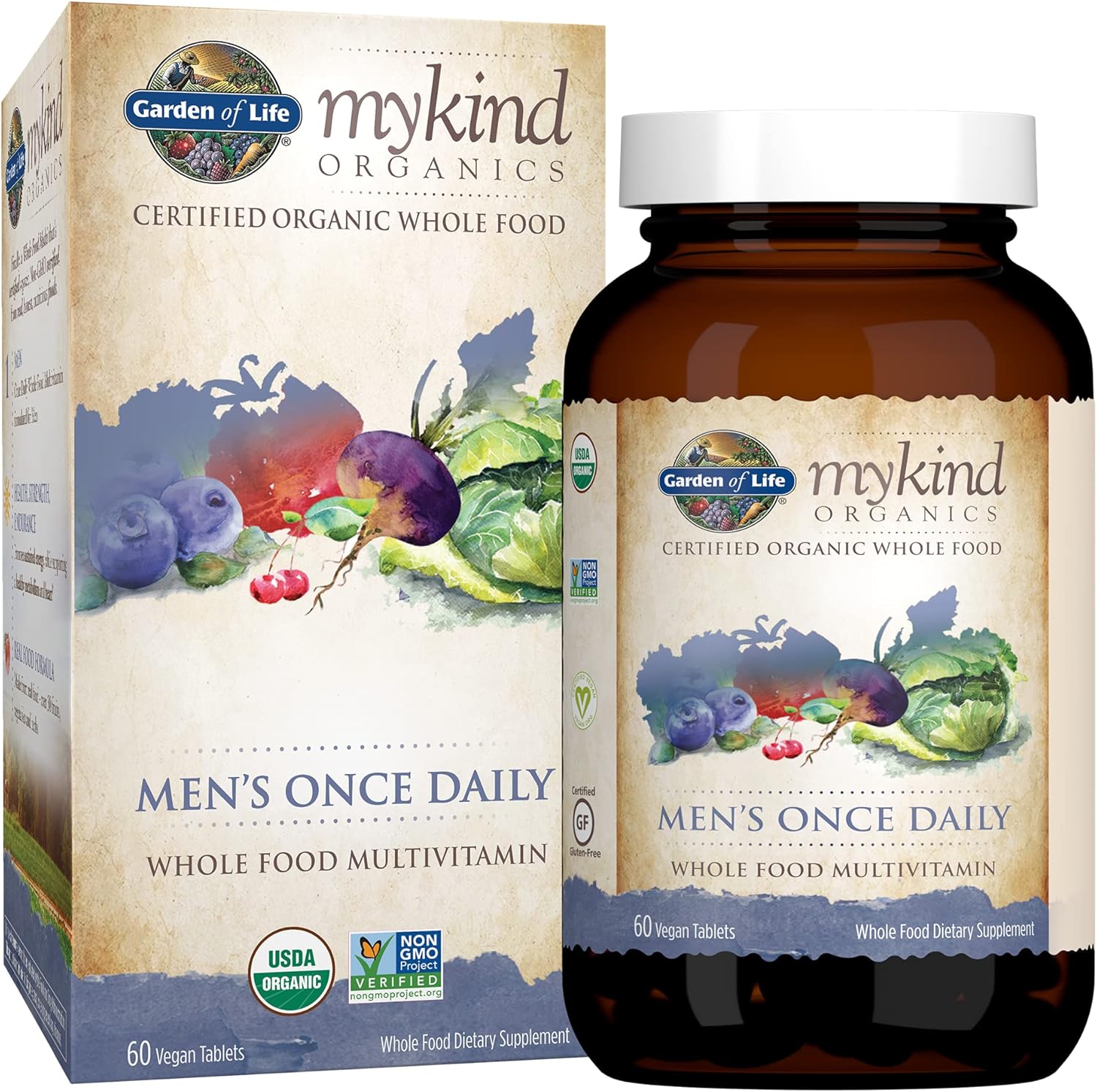 Garden Of Life Multivitamin For Men - Mykind Organic Men'S Once Daily Whole Food Vitamin Supplement Tablets, Vegan, 60 Count
