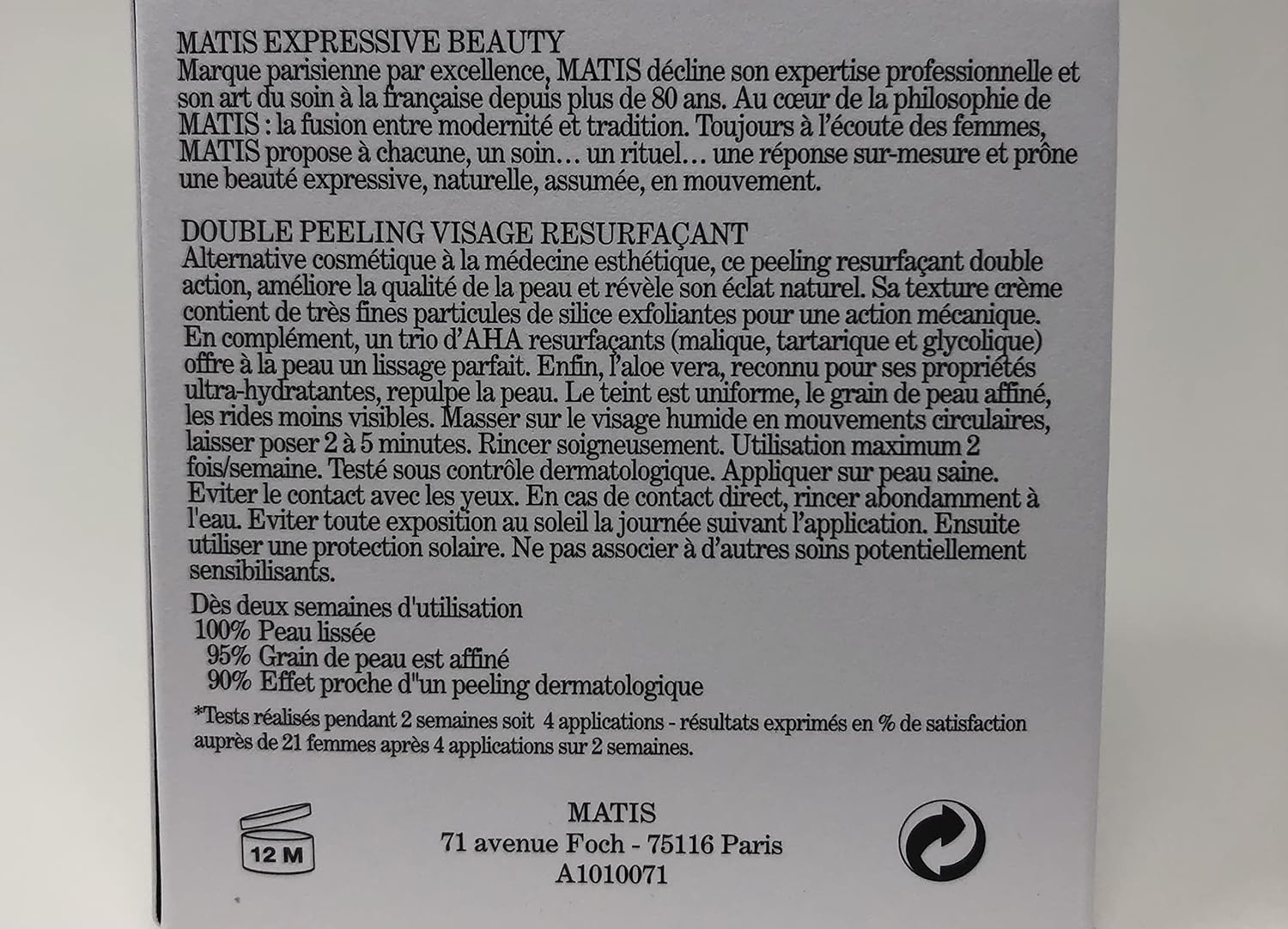 Matis Paris - Réponse Corrective - Peel-Perf 100 / "New Face 100" Exfoliating Scrub #A1010071 : Beauty & Personal Care