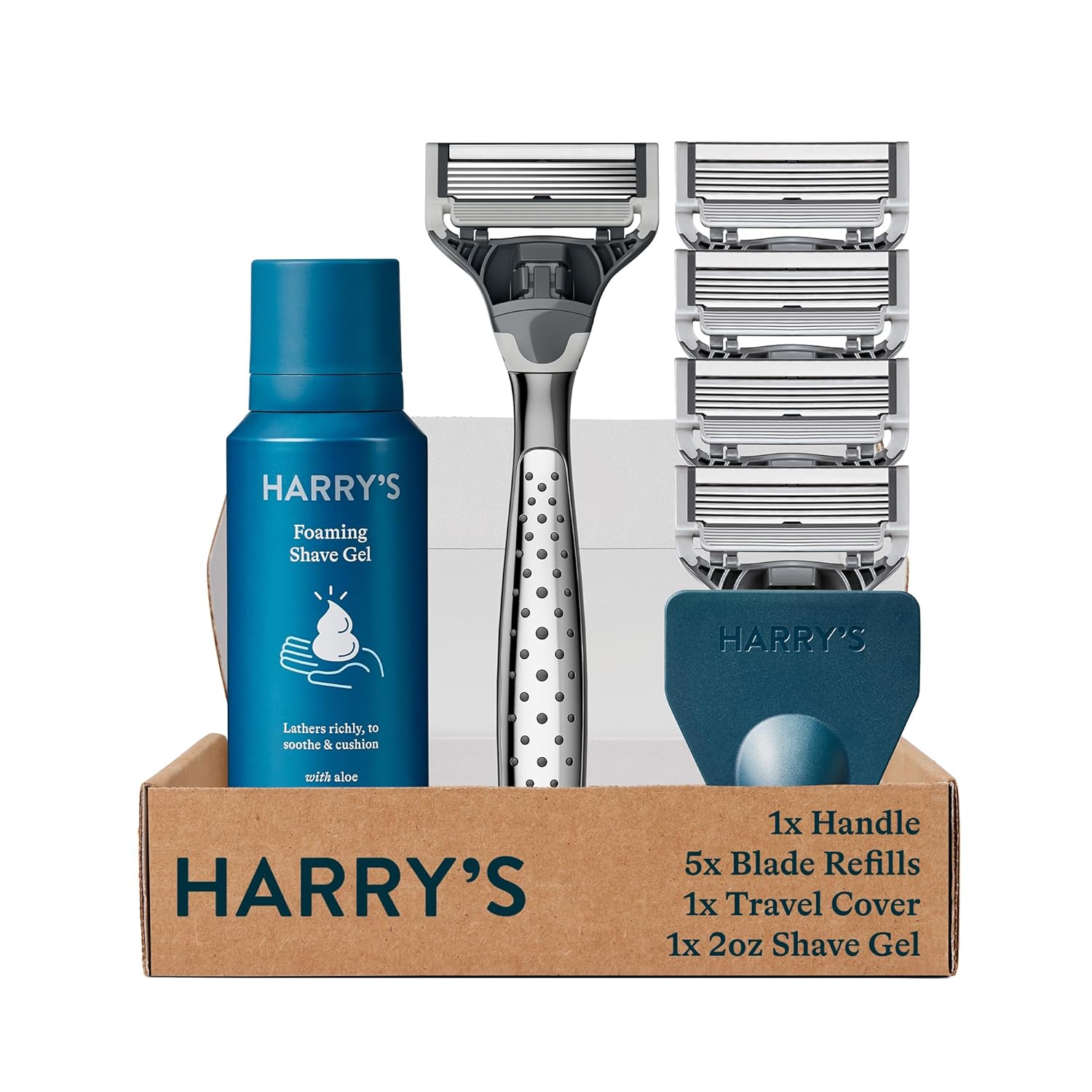 Harry'S Razors For Men, Craft Edition Razor Set With 5 Razor Blade Refills, 2 Oz. Foaming Shave Gel, And Travel Blade Cover