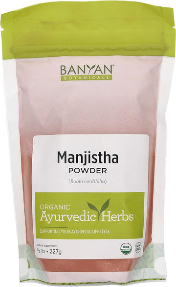 Banyan Botanicals Manjistha Powder, 1/2  - USDA Organic - Rubia cordifolia - Cleanses The Blood & Lymph - Ayurveda