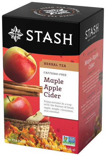 Stash Tea Maple Apple Cider Herbal Tea - Naturally Caffeine Free, Non-Gmo Project Verified Premium Tea With No Artificial Ingredients, 18 Count (Pack Of 6) - 108 Bags Total