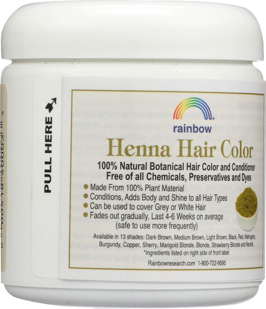 Rainbow Research Henna Hair Color And Conditioner, Dark Brown, 4 Ounce