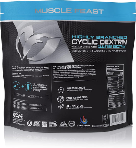 Muscle Feast Highly Branched Cyclic Dextrin Premium Pre-Workout Or Post-Workout Supplement, Unflavored, 5Lbs