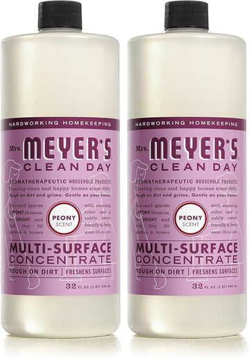 Mrs. Meyer'S Clean Day Multi-Surface Cleaner Concentrate, Use To Clean Floors, Tile, Counters, Peony, 32 Fl. Oz - Pack Of 2