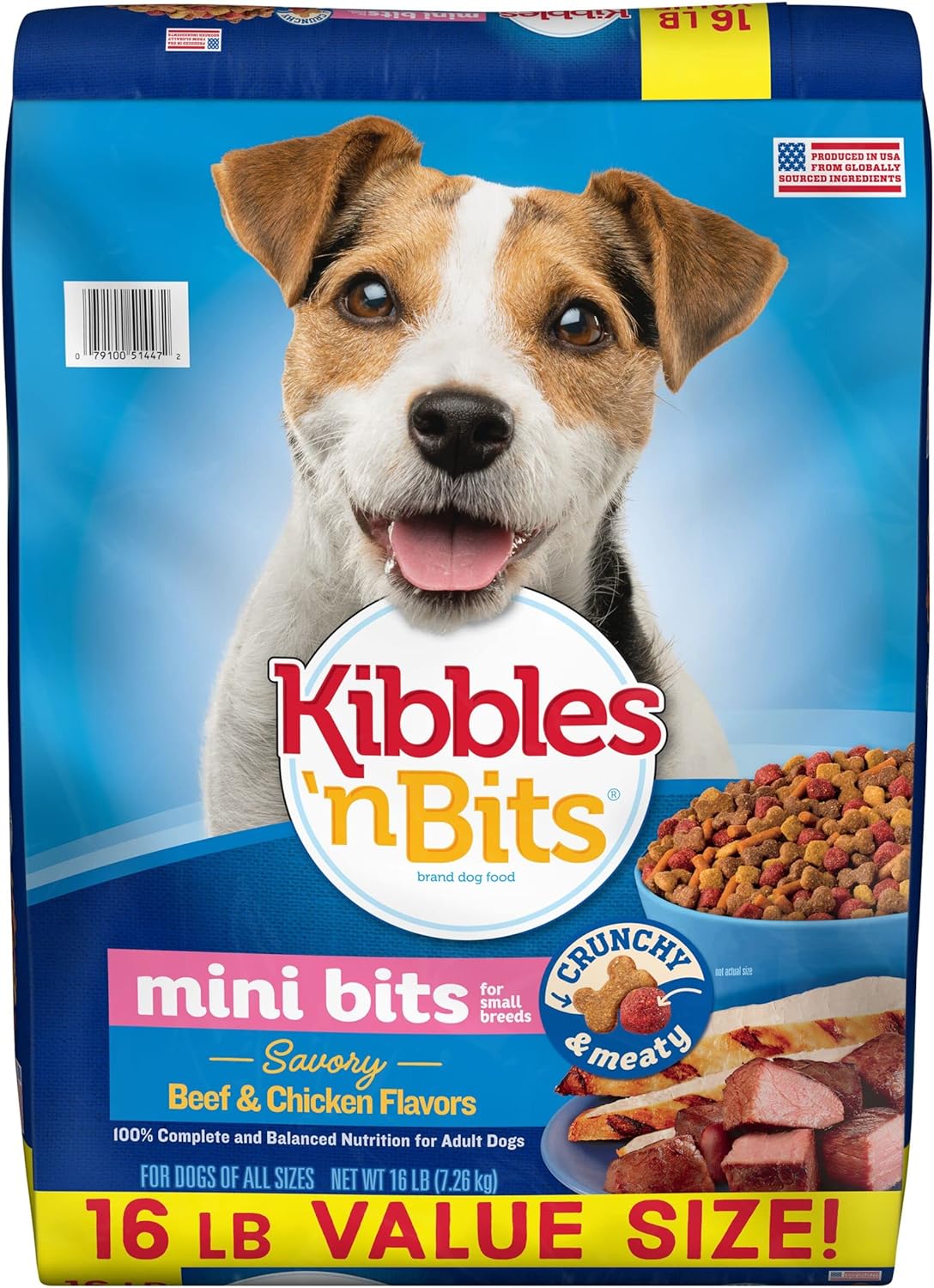 Kibbles 'N Bits Small Breed Mini Bits Savory Beef & Chicken Flavors Dog Food, 16-Pound(Pack of 1)