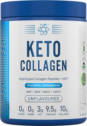 Applied Nutrition Keto Collagen Protein - Keto Protein Powder With Mct, Ketogenic & Paleo Diet, Zero Sugar & Carbs, Healthy Skin, Hair, Nails (Unflavoured) (325G - 25 Servings)