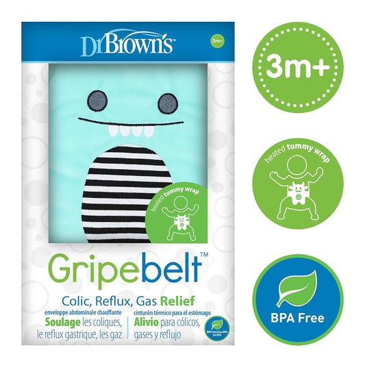 Dr. Brown's Gripebelt for Colic Relief,Heated Tummy Wrap,Baby Swaddling Belt for Gas Relief,Natural Relief for Upset Stomach in Babies and Toddlers,Blue Monster,3m+