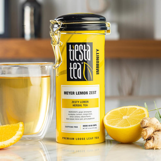 Tiesta Tea - Meyer Lemon Zest | Zesty Lemon Herbal Tea | Premium Loose Leaf Tea Blend | Non-Caffeinated Herbal Tea | Make Hot Or Iced & Up To 50 Cups - 4 Oz Refillable Tin Can