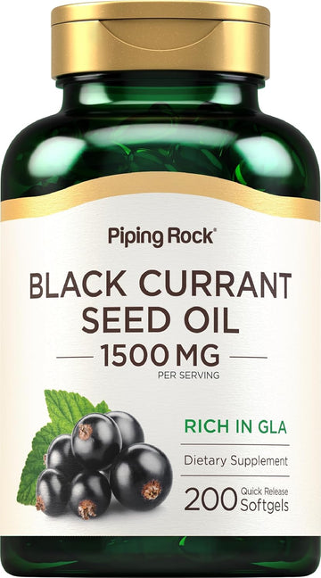 Piping Rock Black Currant Seed Oil Softgels 1500mg | 200 Count | Cold Pressed | with GLA | Gluten Free, Non-GMO Supplement