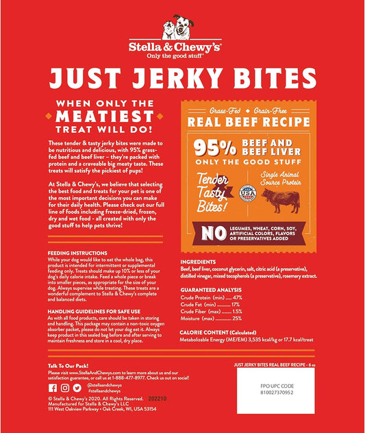 Stella & Chewy'S Just Jerky Bites Real Beef Recipe Dog Treats, 6 Oz. Bag