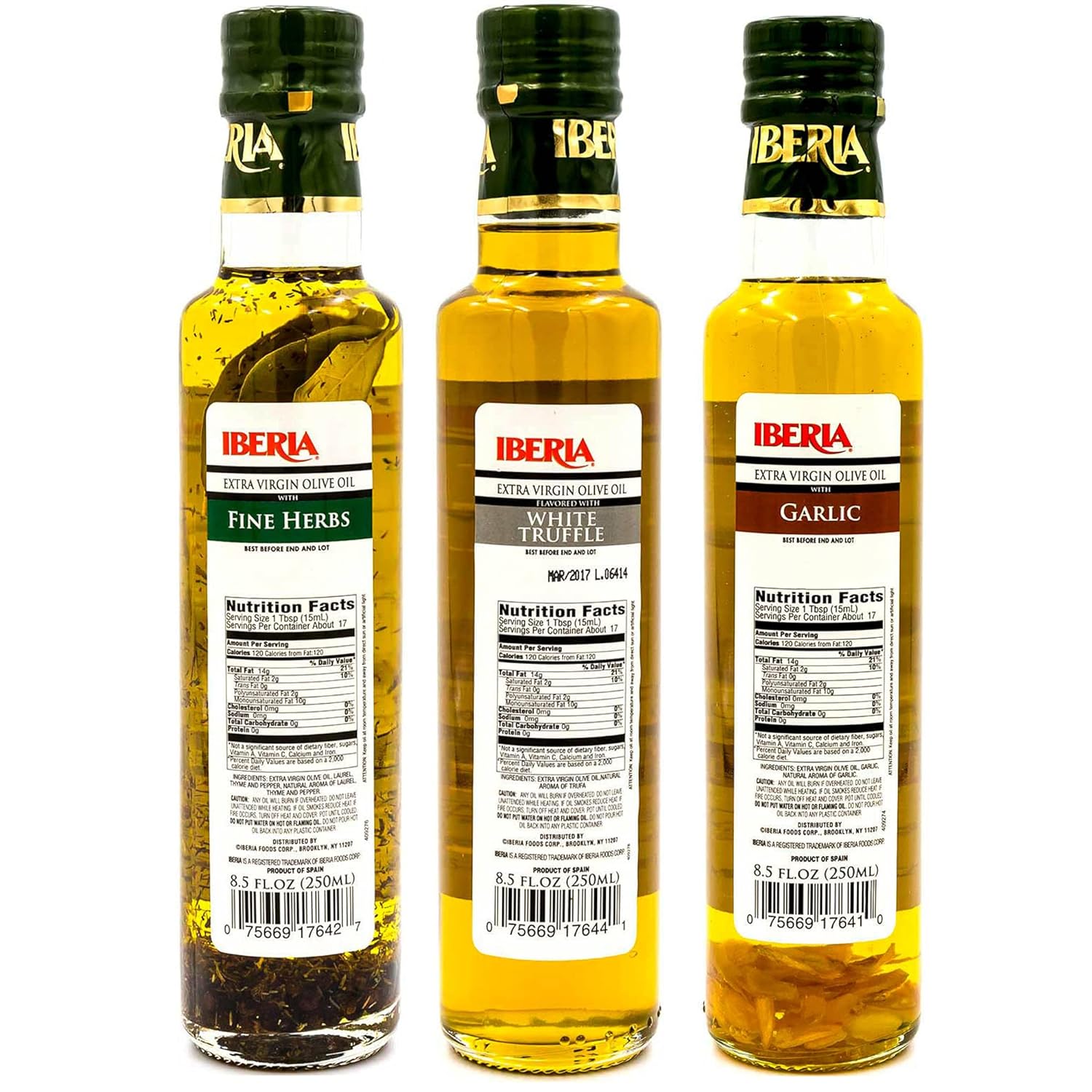 Iberia Infused Extra Virgin Olive Oils, White Truffle, Garlic, Fine Herbs, 8.5 Fl Oz (Pack of 3) : Grocery & Gourmet Food