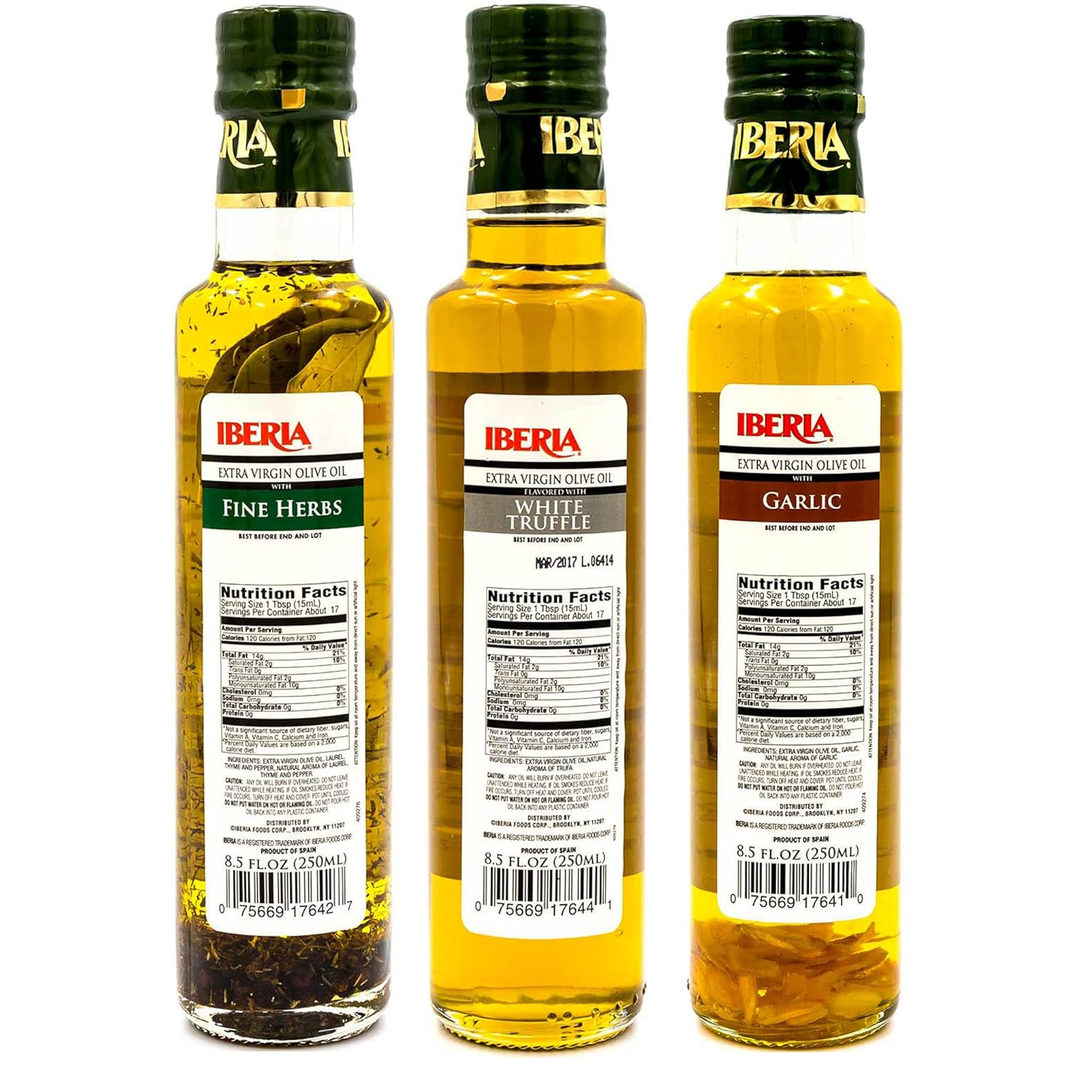 Iberia Infused Extra Virgin Olive Oils, White Truffle, Garlic, Fine Herbs, 8.5 Fl Oz (Pack Of 3)