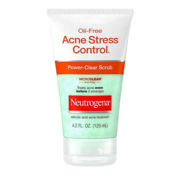 Neutrogena Oil-Free Acne Stress Control Power-Clear Facial Scrub, 2% Salicylic Acid Acne Treatment Medication, Exfoliating Daily Face Scrub for Acne-Prone Skin Care, 4.2 fl. oz
