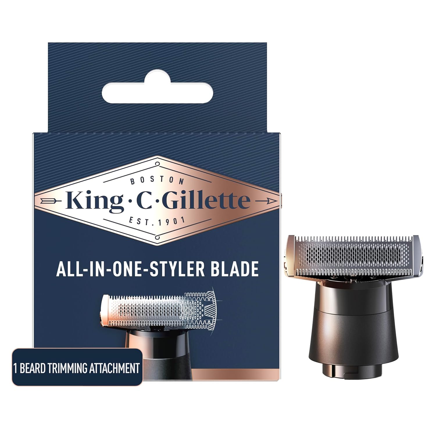 King C. Gillette All-In-One Styler Beard Trimmer Razor Refill With 4-Directional Metal Razor Blades, 1 Cartridge