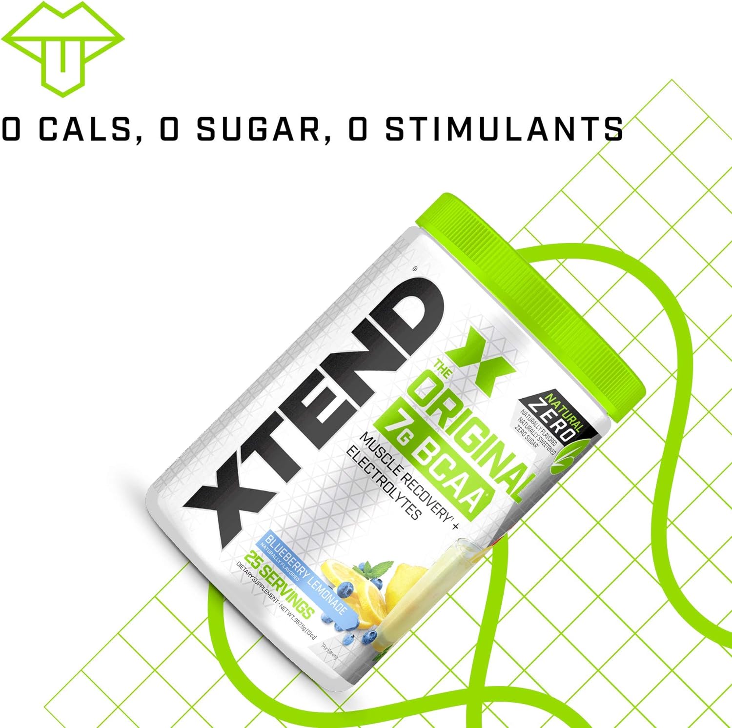 XTEND Natural Zero BCAA Powder Blueberry Lemonade | Free of Artificial Sweeteners, Flavors, and Chemical Dyes | Post Workout Drink with Amino Acids | 7g BCAAs for Men & Women | 25 Servings : Health & Household