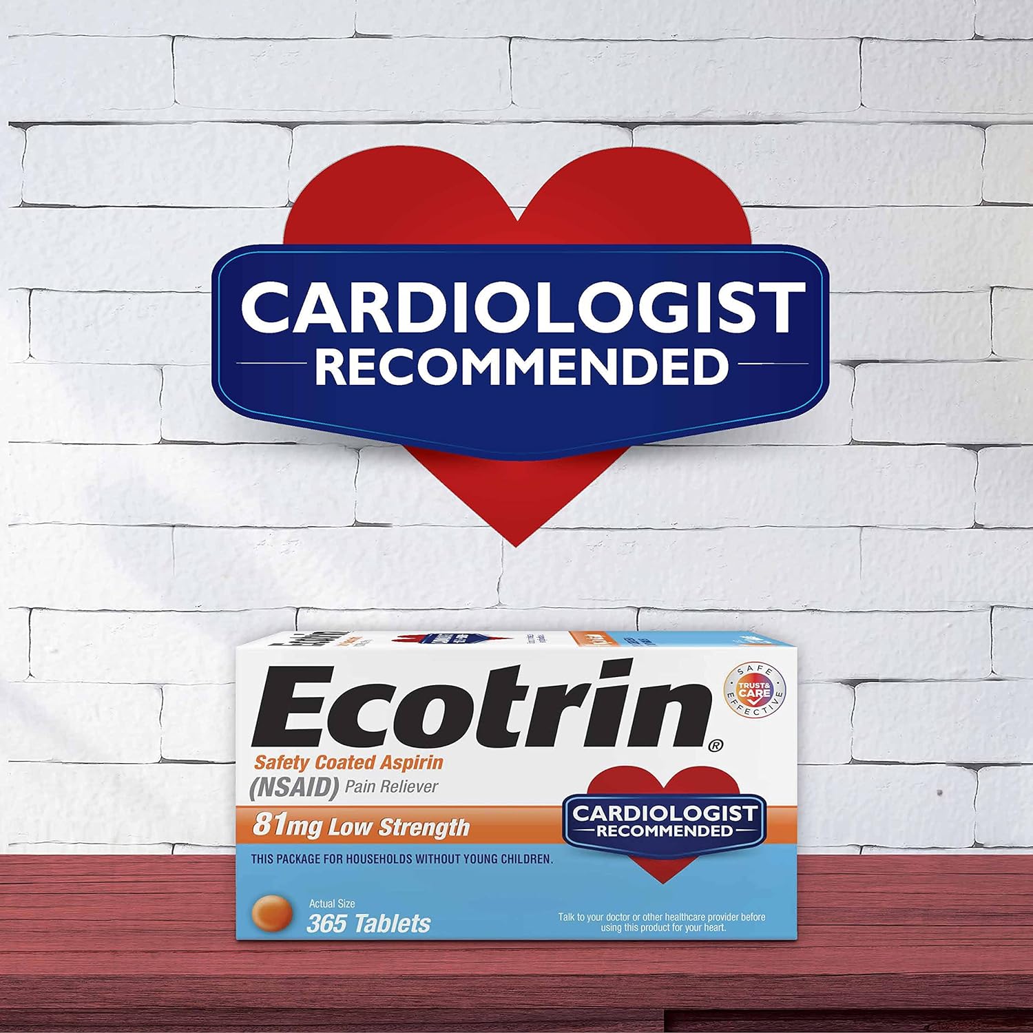 Ecotrin Low Strength Safety Coated Aspirin | NSAID | 81mg | 365 Tablet