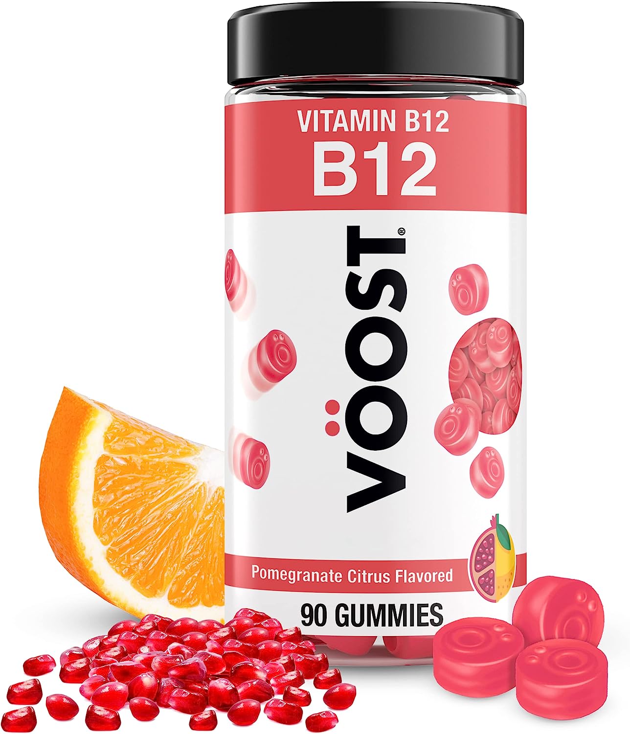 Voost, Vitamin B12 Gummies, Supplement with 500mcg Vitamin B12 for Energy Support at the Cellular Level*, Adult Chewable Vitamin, Pomegranate Citrus Flavored, 30 Day Supply - 90 Count