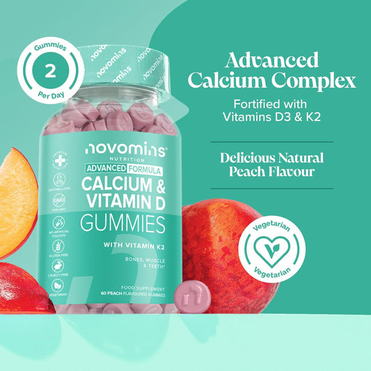 Calcium Gummies 400Mg - 1 Month Supply - Healthy Muscles And Bones - Chewable Alternative To Calcium Tablets & Vitamin D Tablets - Vitamin D3 K2 (Mk7) - Vegetarian - Novomins