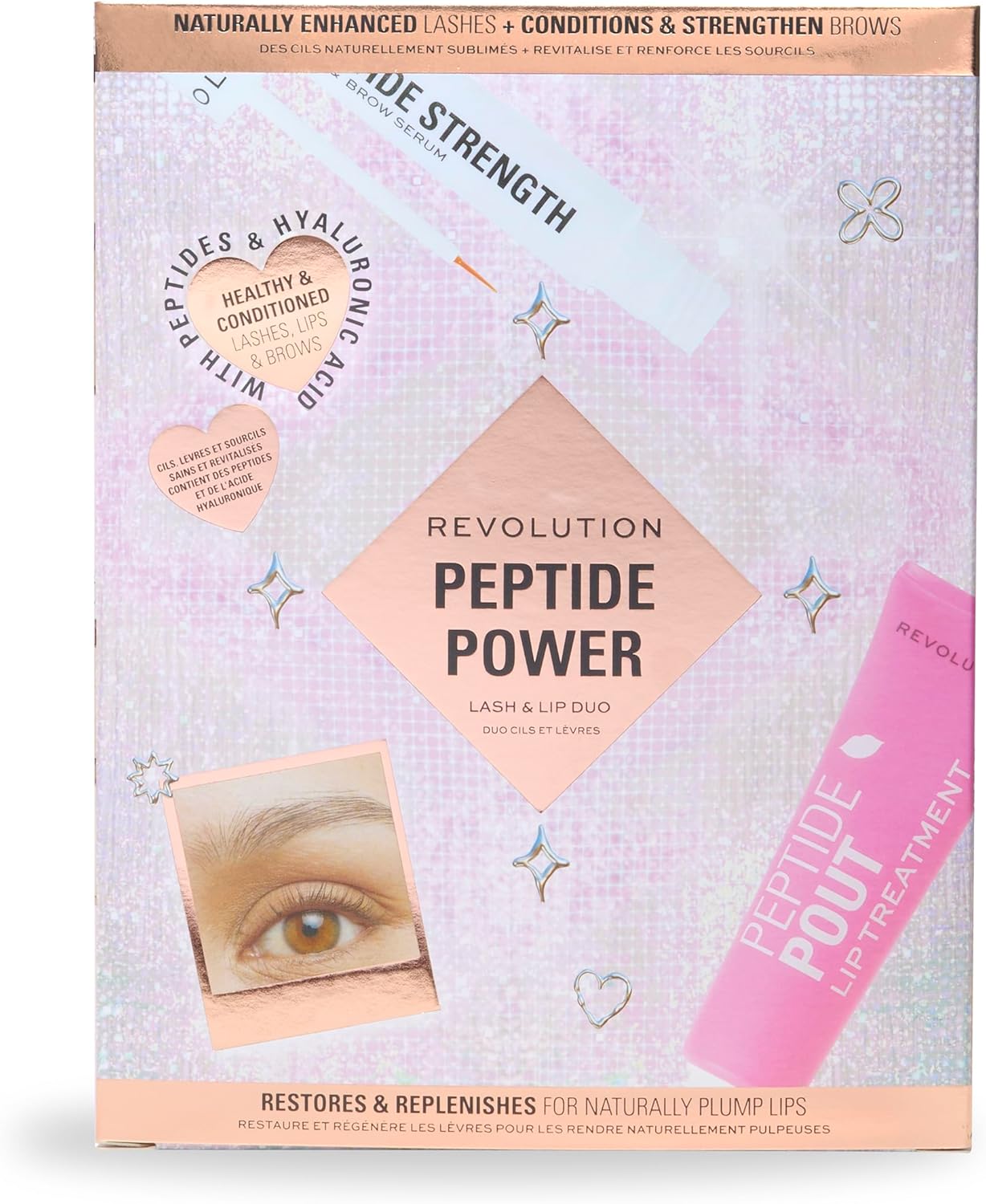 Revolution Beauty Peptide Power Lash & Lip Duo Gift Set, 2-Piece Set For Hydrated & Plump Lips, Fuller Lashed & Boosted Brows, Vegan & Cruelty-Free