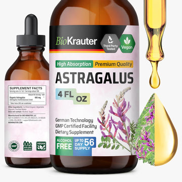 Bio Krauter Astragalus Tincture - Astragalus Root Extract For Immune Support - Alcohol And Sugar Free - High Absorption - Vegan Drops 4 Fl.Oz