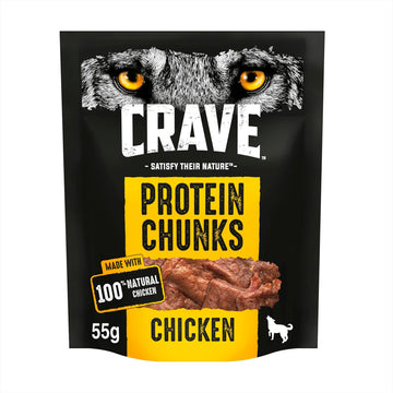 Crave Protein Chunks 6 x 55 g Snacks, Dog Treats Chicken with high Protein, Grain-free?408372