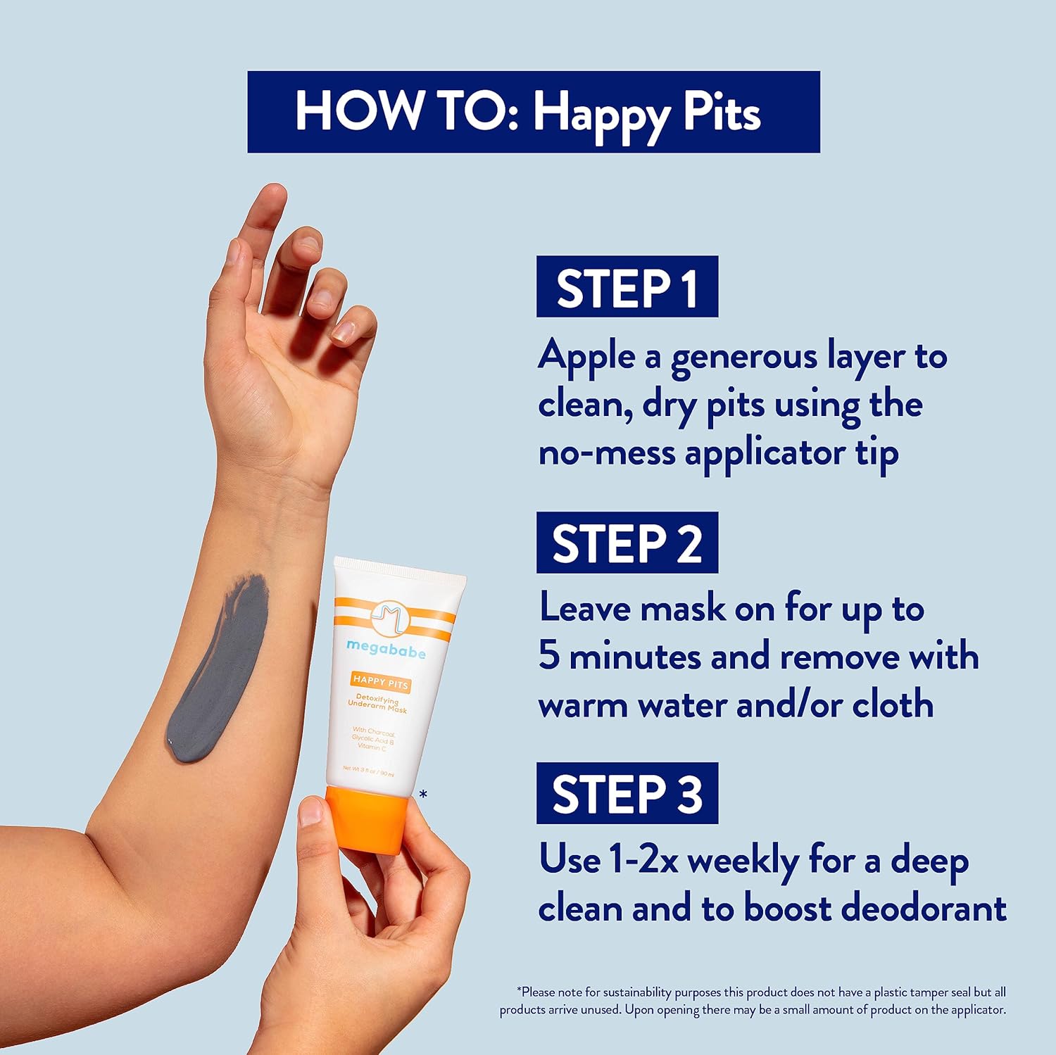 Megababe Underarm Mask - Happy Pits | With Detoxifying Charcoal & Vitamin C | 3 Fl Oz : Beauty & Personal Care