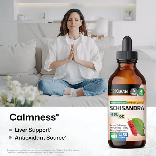 Bio Krauter Schisandra Berry Drops - Natural Schisandra Supplement For Mood Support - Alcohol & Sugar Free Extract - 2 Fl.Oz