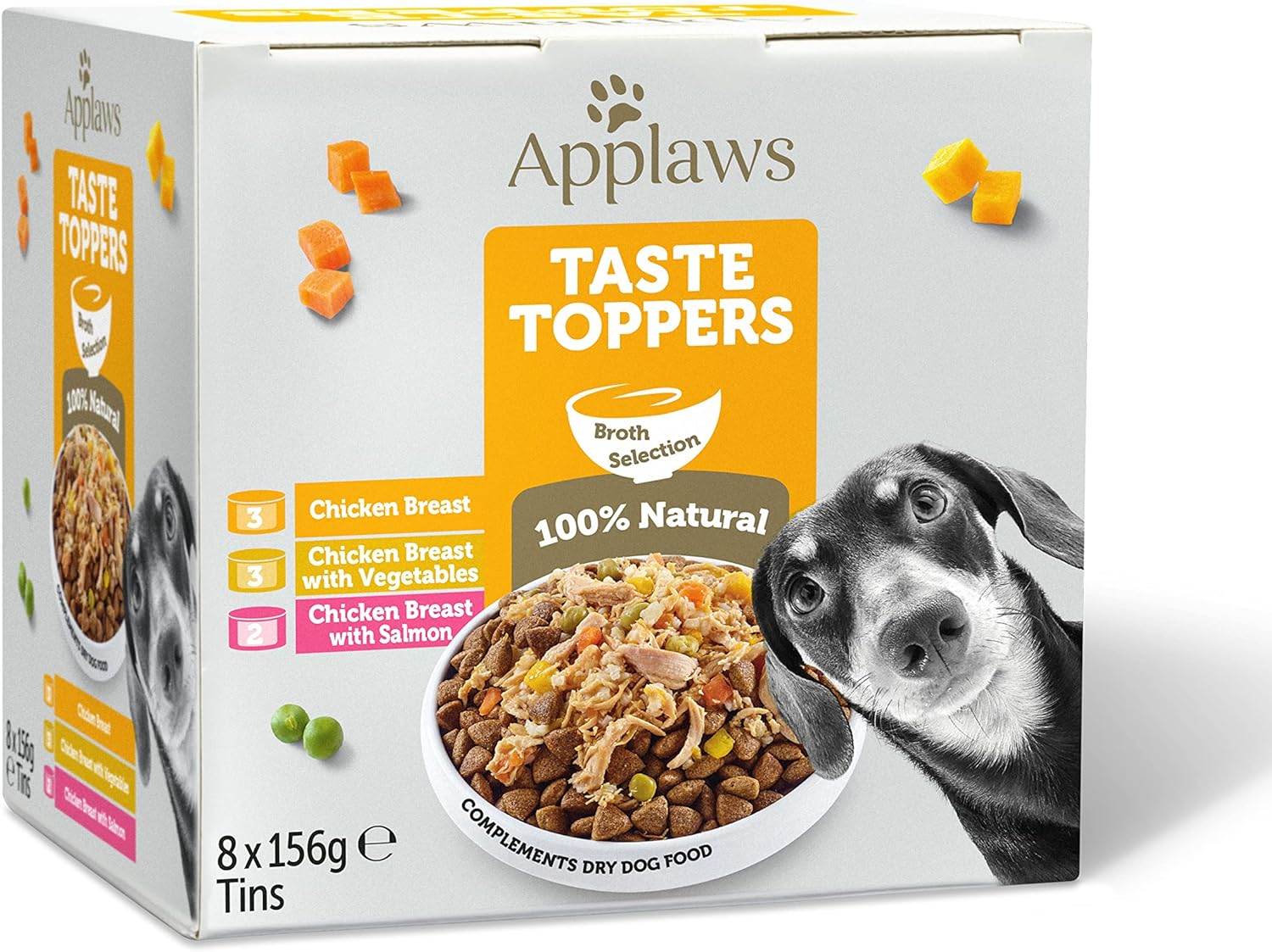 Applaws 100% Natural Wet Dog Food Topper, Chicken Selection in Broth, 156g Tin (Pack of 8)?TT3015CE-A