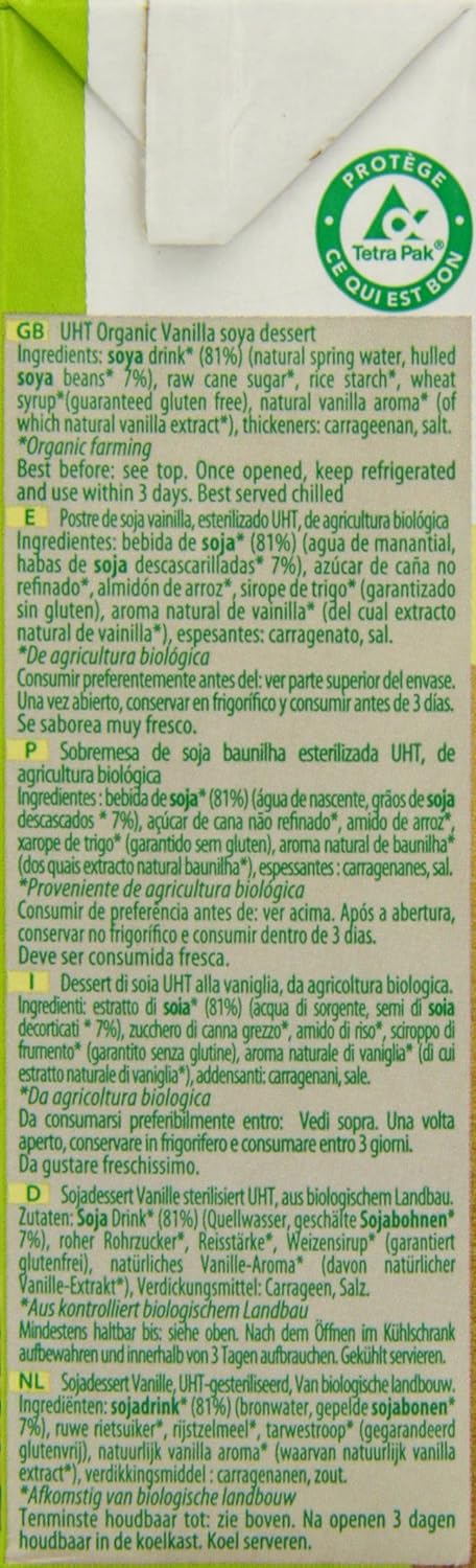 Sojade Organic Vanilla Soya Dessert 530 Ml (Pack Of 8)