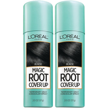 L'Oreal Paris Root Cover Up Temporary Gray Concealer Spray, Hair Color Spray With Filling & Thickening Coverage, Black, Pack Of 2, Packaging May Vary