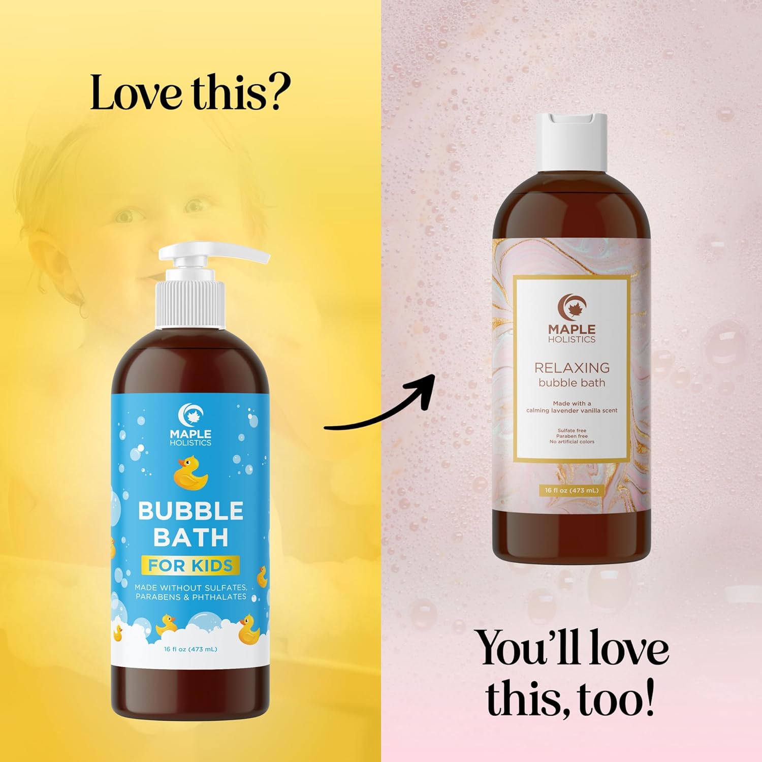 Sulfate Free Kids Bubble Bath - Relaxing Vanilla Lavender Bubble Bath for Kids and Toddlers with Nighttime Blend of Chamomile Oil and Calendula Oil - Extra Foamy Moisturizing Kids Bath Soap Liquid : Beauty & Personal Care