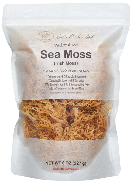 Sea Moss | Irish Sea Moss | Wildcrafted - 100% Natural, Makes 120+ Oz Of Seamoss Gel, From St. Lucia | Dr. Sebi - 8Oz