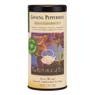The Republic Of Tea Ginseng Peppermint Herbal Tea, 36 Tea Bag Tin