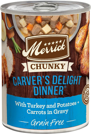 Merrick Chunky Grain Free Premium And Wholesome Canned Dog Food, Real Meat Carvers Delight Dinner In Gravy - (Pack Of 12) 12.7 Oz. Cans