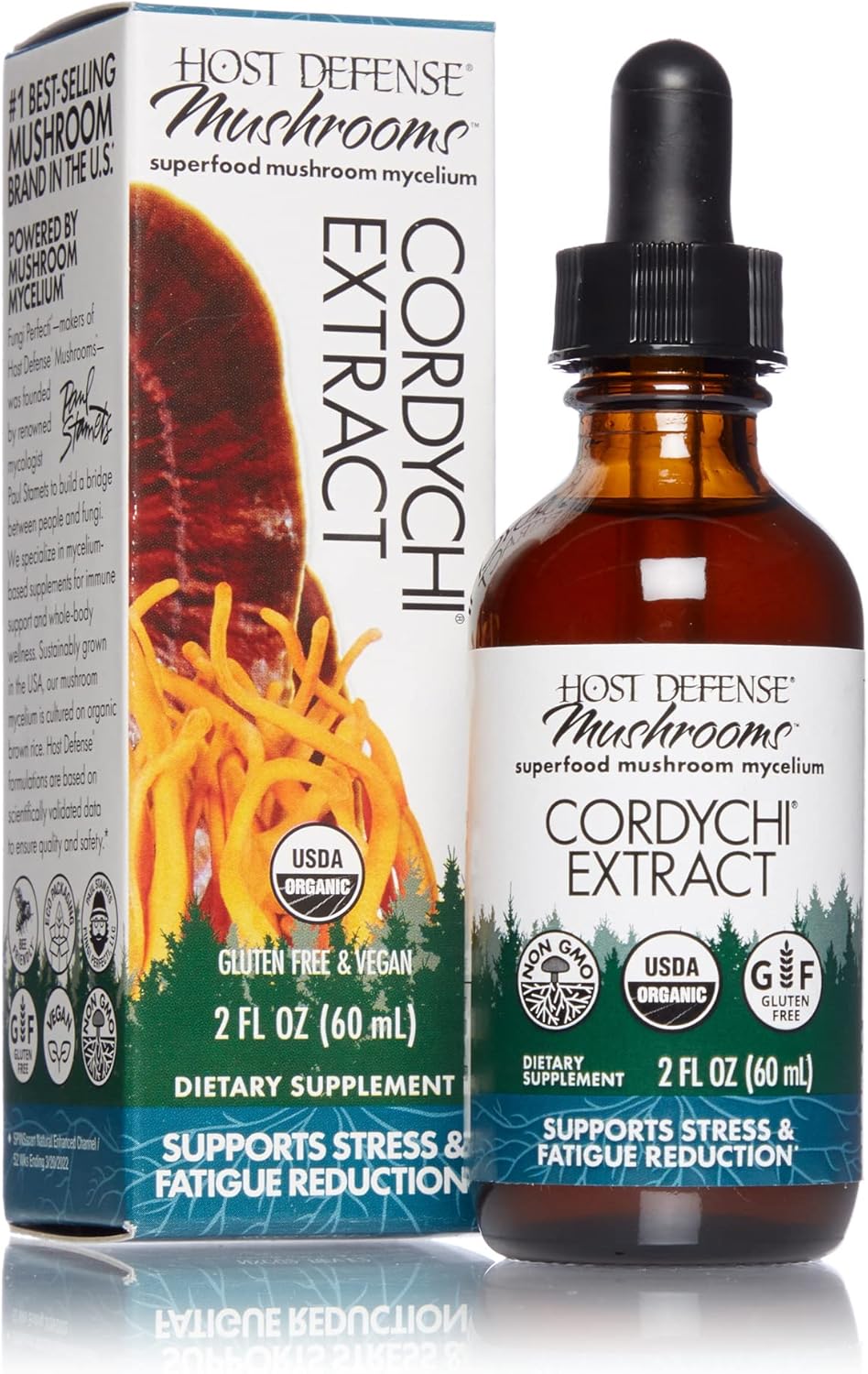 Host Defense, CordyChi Extract, Stress and Fatigue Reduction, Mushroom Supplement with Cordyceps and Reishi, Plain, 2   (Pack of 1)