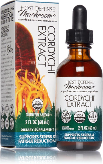 Host Defense, CordyChi Extract, Stress and Fatigue Reduction, Mushroom Supplement with Cordyceps and Reishi, Plain, 2   (Pack of 1)