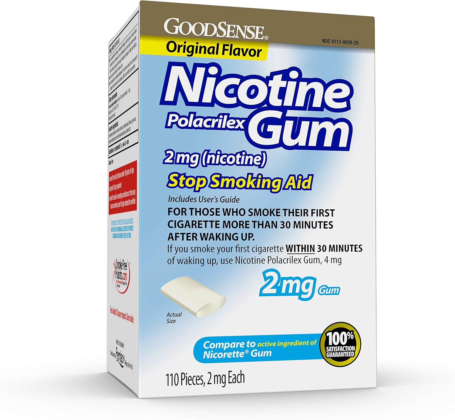 Goodsense Uncoated Nicotine Polacrilex Gum 2 Mg, Original Flavor, Stop Smoking Aid, 110 Count