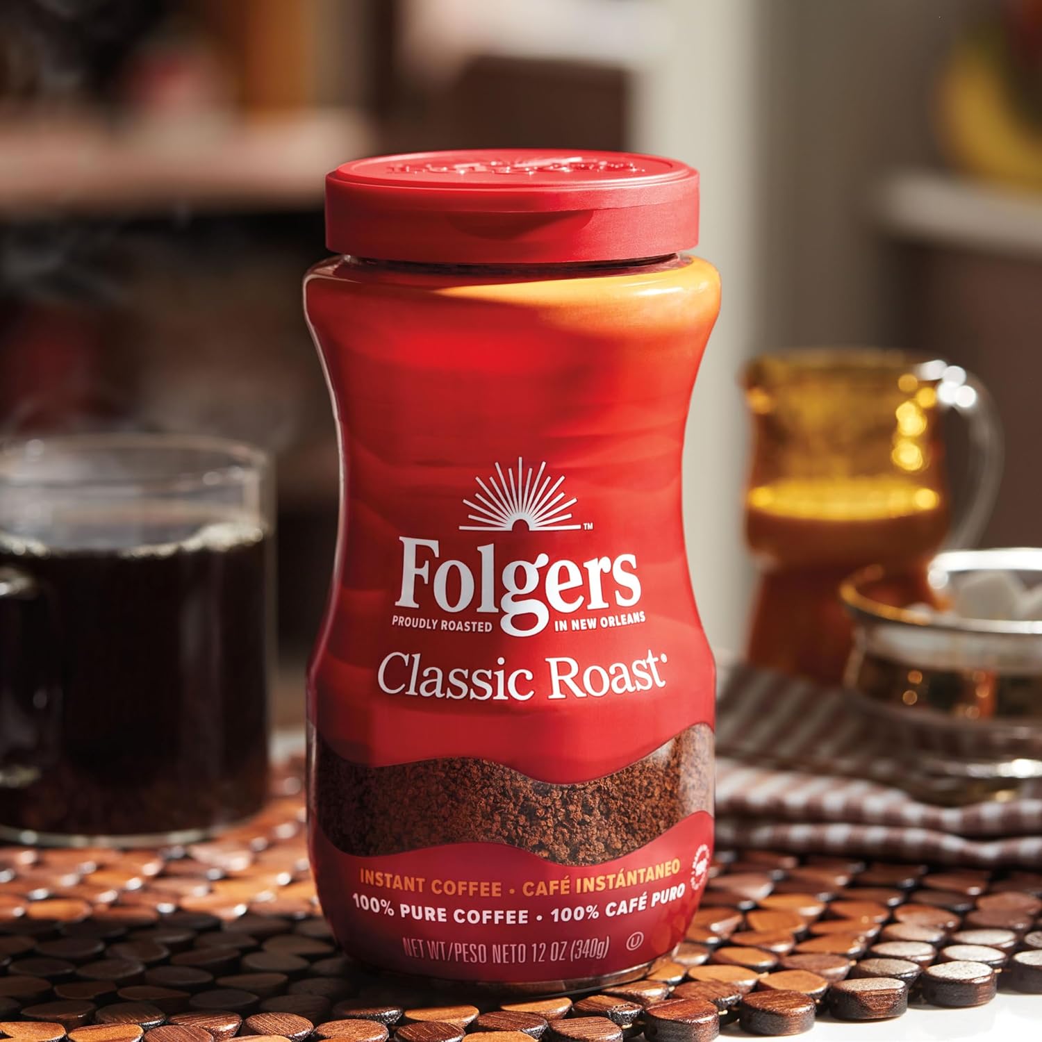 Folgers Classic Roast Instant Coffee, 12 Ounces (Pack of 6) : Grocery & Gourmet Food