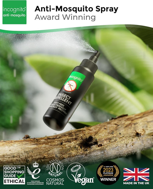 Incognito Insect Repellent Spray, 50Ml - Natural Deet Free, Shields From Wide Range Of Biting Insects. Clinically Proven Protection From Ticks & Dengue Carrying Mosquitoes, Organic Mosquito Repellent