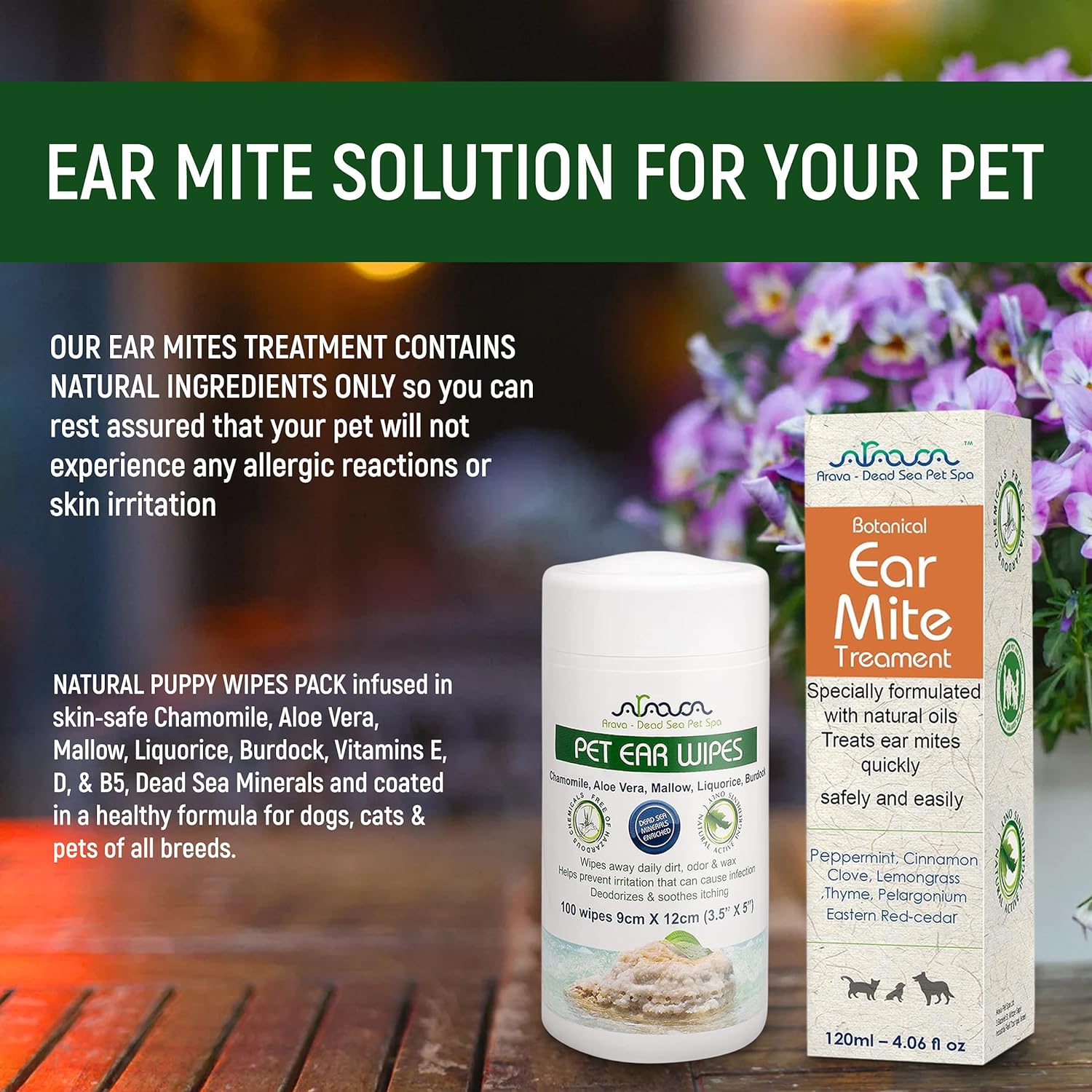 Arava Natural Ear Mite Treatment for Cats and Dogs - Effective Ear Cleaning Drops for Cat and Dog Ear Mites and Prevent Infections - NOT for Cats Under 13 LBS & Puppies Under 9 Months : Pet Supplies