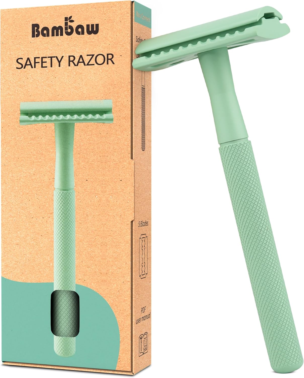 Metal Safety Razor | Mint Green | Plastic Free Safety Razor | Bambaw