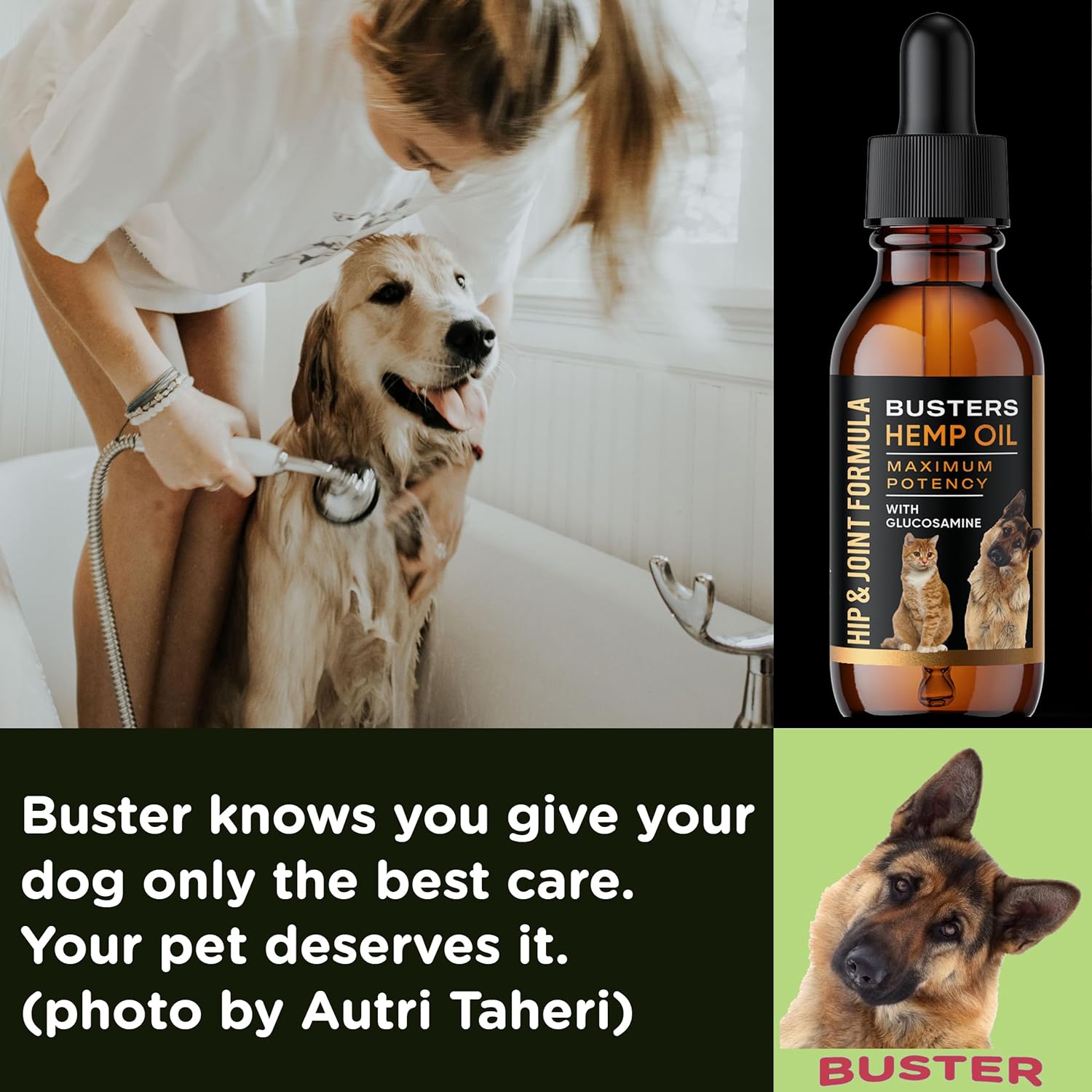 Busters Hip and Joint Hemp Oil Formula enriched with Glucosamine, Pain Relief for Dogs and Pets, Arthritis, and Advanced Mobility Support : Pet Supplies