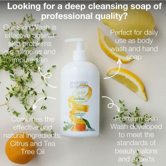 Australian Bodycare Skin Wash Professional 500 Ml | Tea Tree Oil + Citrus Body Wash For The Skin | Relieves Spots And Pimples, Acne, Body Odor & Smelly Feet | Effective After Shaving And Waxing
