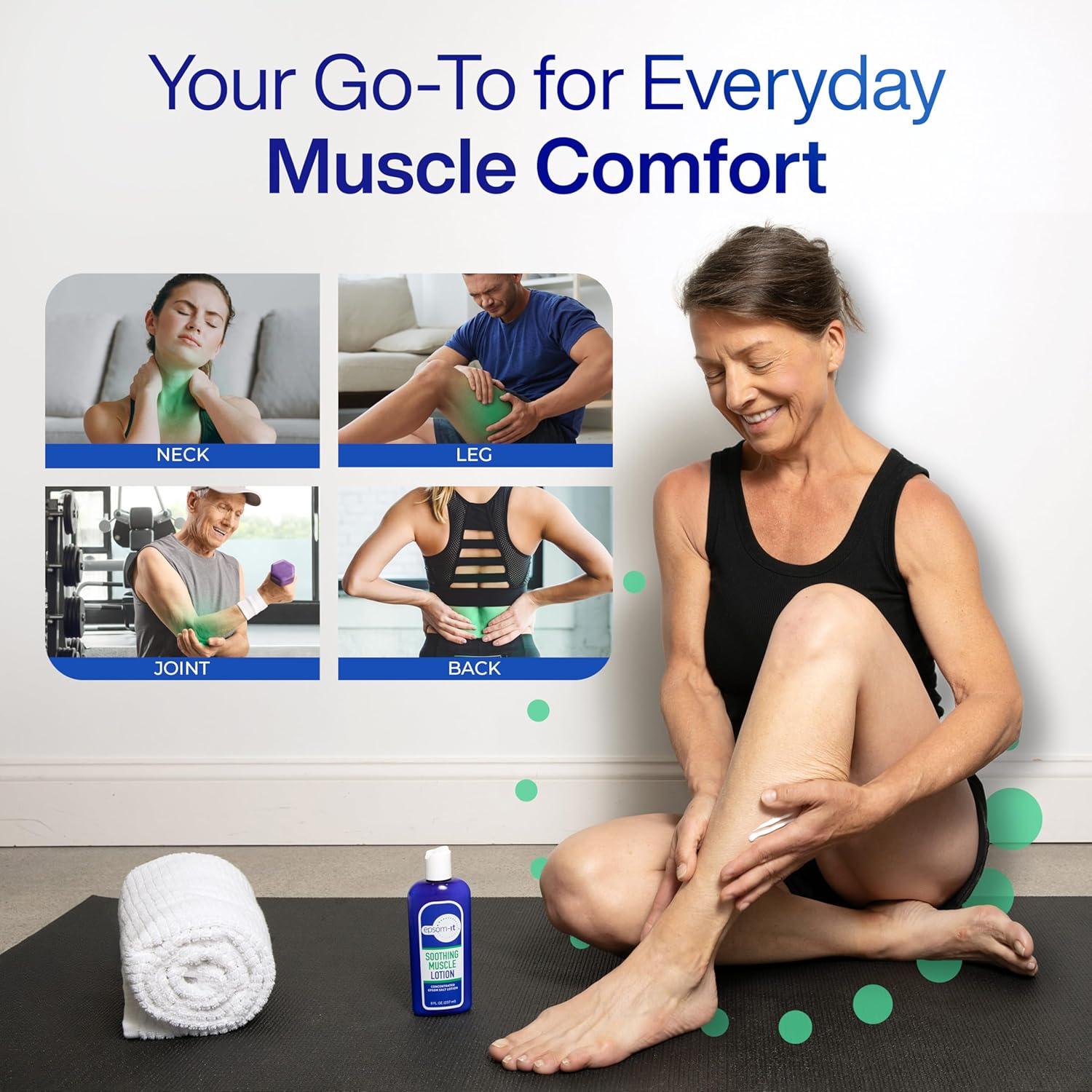 Epsom-It Soothing Muscle Lotion - Epsom Salt Magnesium Sulfate Cream Arnica For Muscle Stiffness, Topical Magnesium Lotion, Providing Comfort For Legs, Knee And Feet, 8.0 Oz. : Health & Household