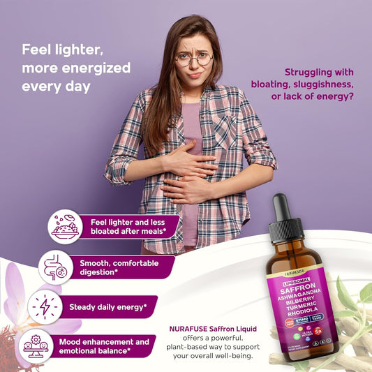 Liposomal Saffron, Ashwagandha, Bilberry, Turmeric, Rhodiola Liquid Drops – 1000Mg Per Serving, Ultra Potent, Natural Taste, Usa Made & Lab Tested – 2 Fl Oz (60Ml)